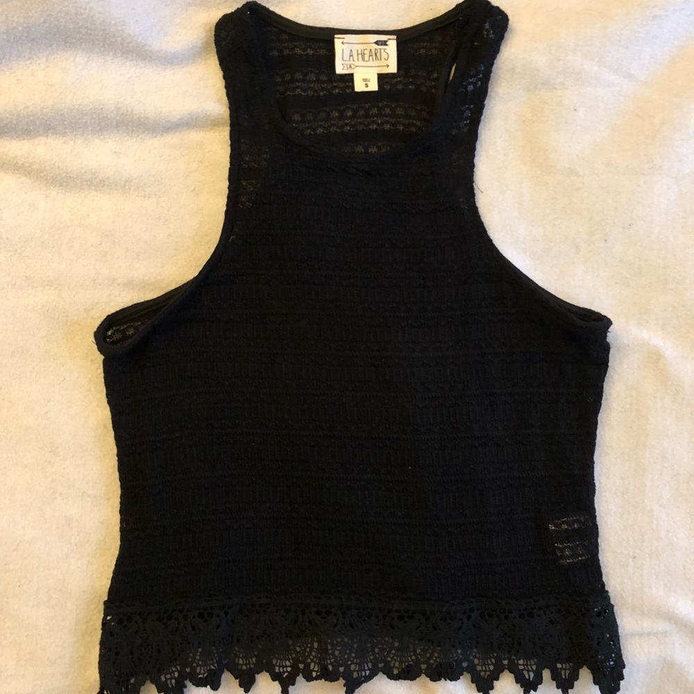 LA Hearts PACSUN Black Lace Tank